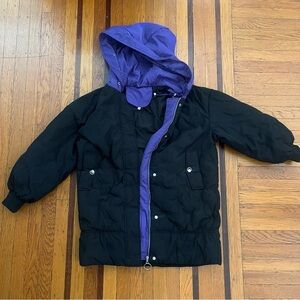 Vintage Womens down filled jacket black purple s small soft EUC winter snow